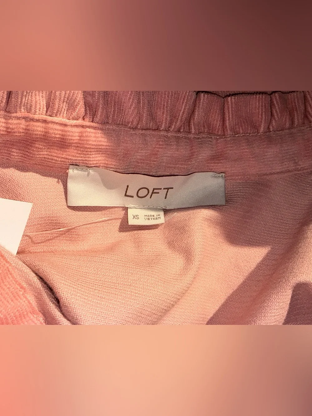 LOFT Dusty Rose Long-Sleeve Ruffle-Neck Pullover Shirt (NWT)